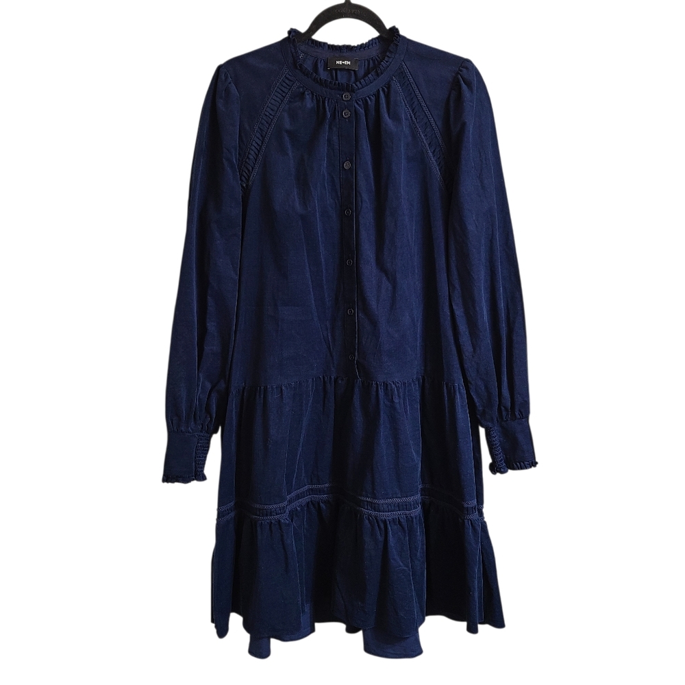 ME + EM Blue Corduroy Short Swing Dress Belt Size 12 - Picture 3 of 11